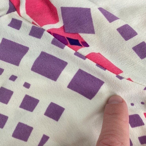 Vintage Morgan McFeeters Pink Purple Cream Vneck Casual Summer Dress Size 6 - Picture 10 of 16